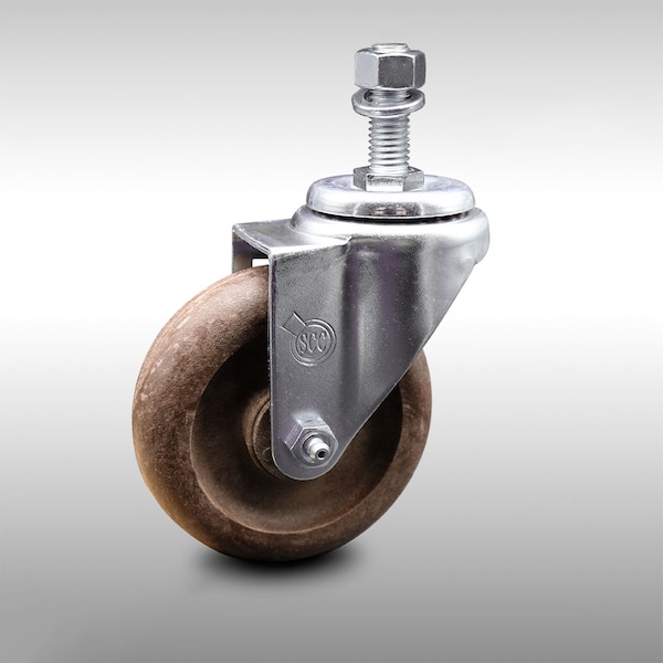 4 Inch SS High Temp Glass Filled Nylon Wheel Swivel 1/2 Inch Threaded Stem Caster